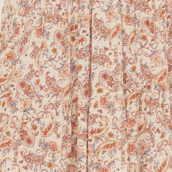 Pink and Brown Tiered A-Line Maxi Skirt - Picture 4 of 6